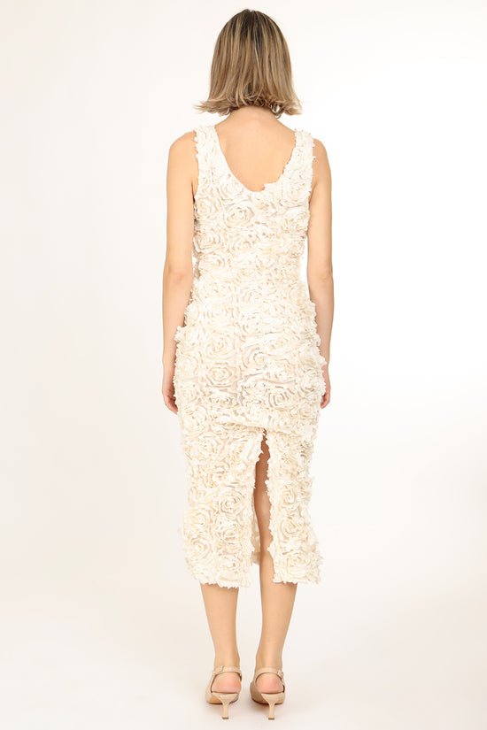 Morgan Petal Tulle Textured Mesh Bodycon Midi Dress