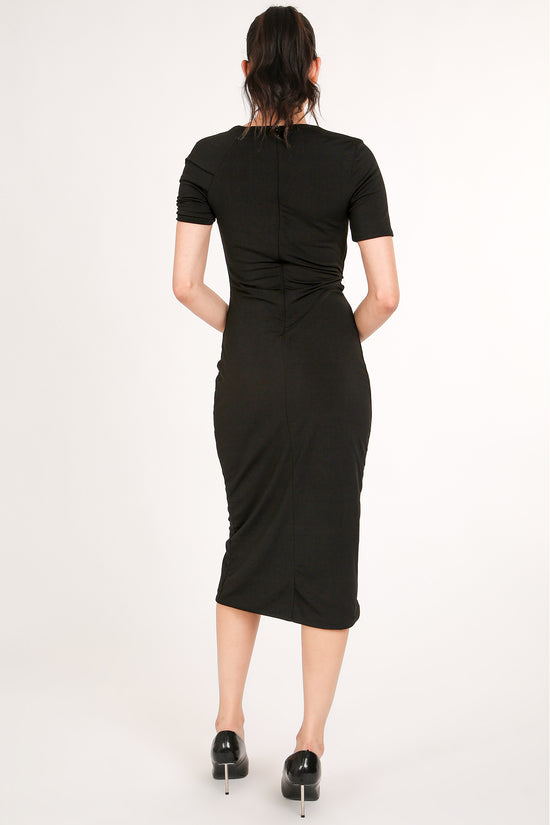 Sebastian Asymmetrical Multi-Brooch Midi Bodycon Dress - Shop Beulah Style