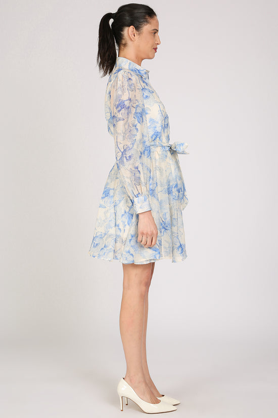 Jackson Floral Print Belted A-Line Puff Mini Dress - Shop Beulah Style
