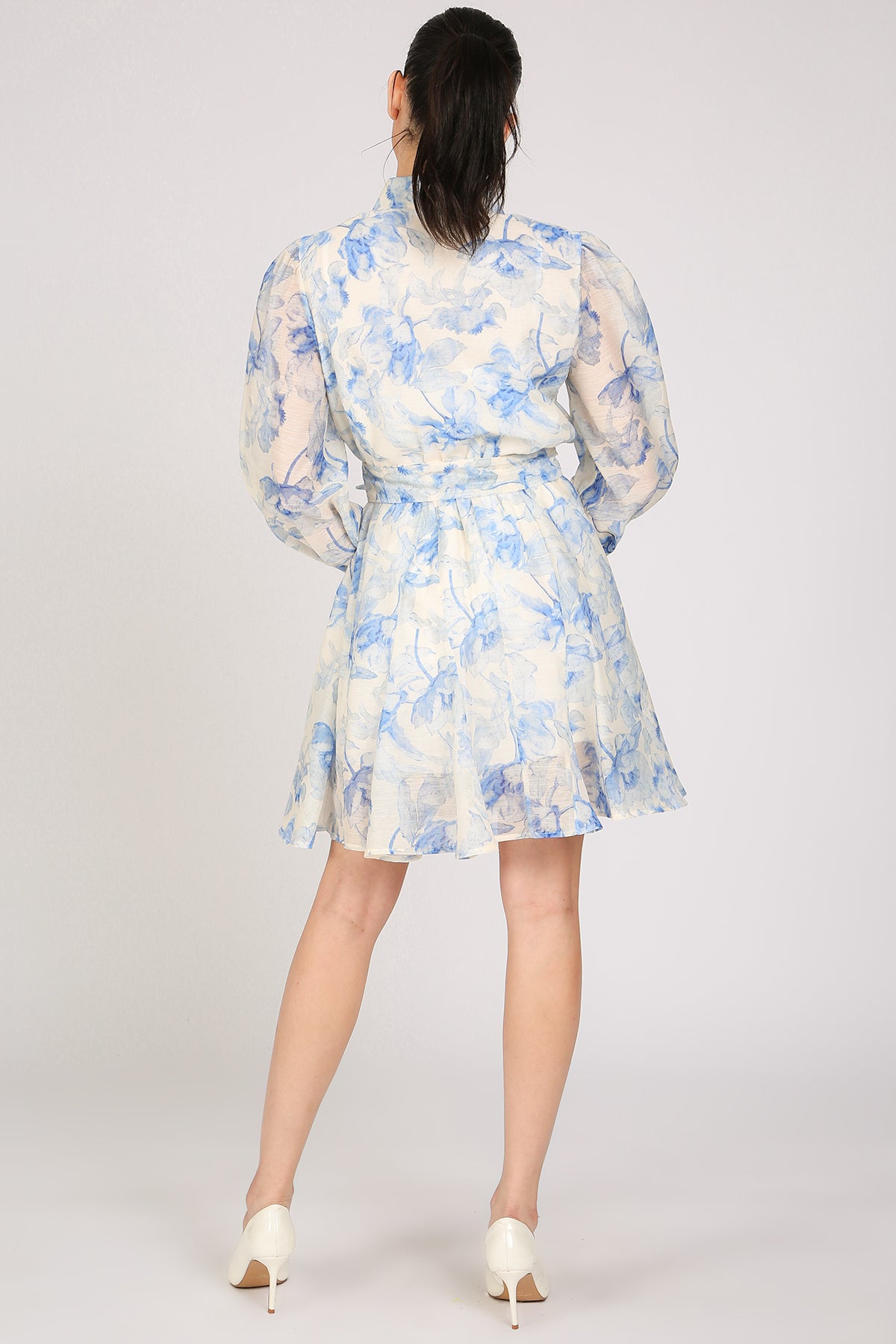 Jackson Floral Print Belted A-Line Puff Mini Dress - Shop Beulah Style