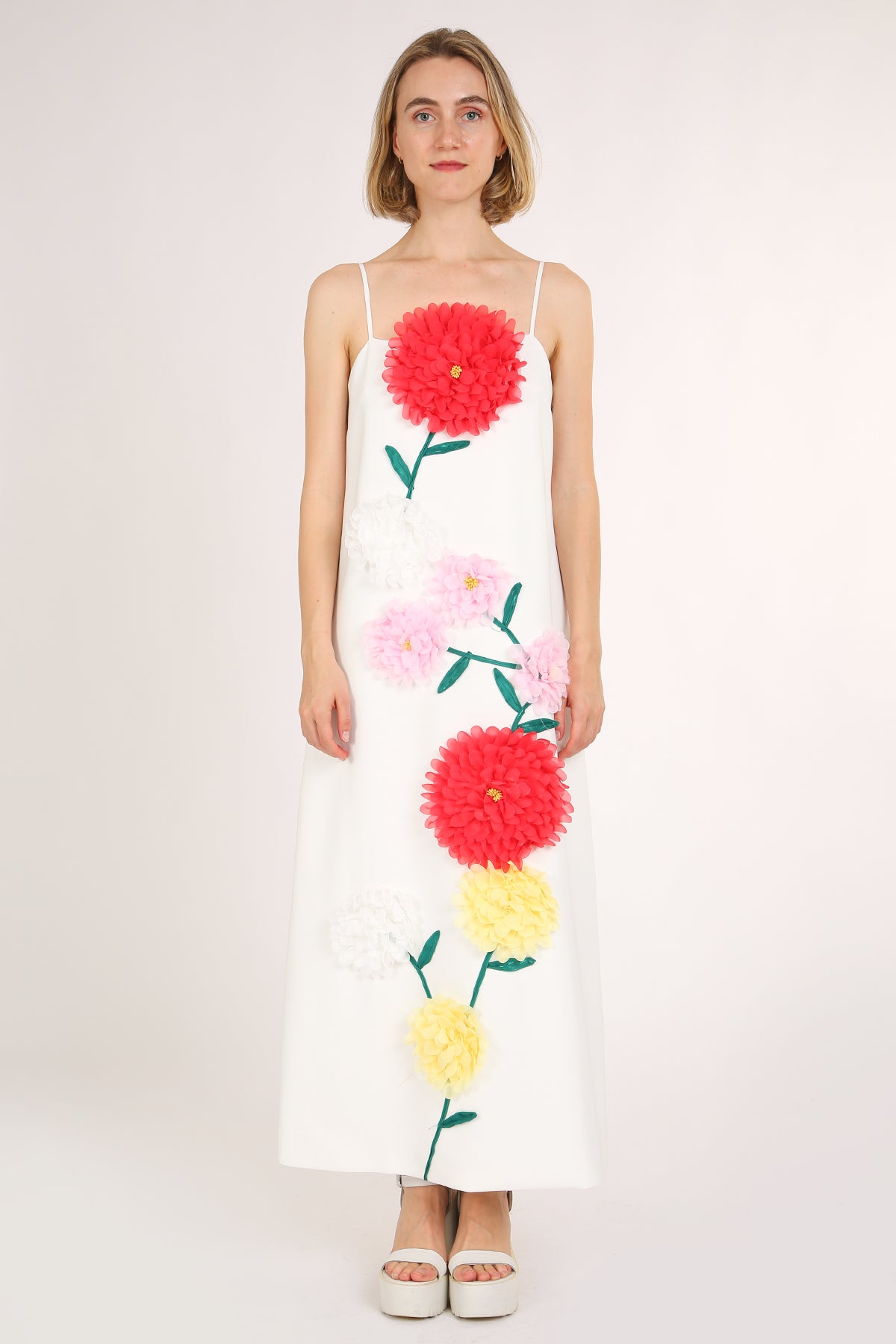 Bethany 3D Tulle Floral Applique A-Line Maxi Slip Dress - Shop Beulah Style