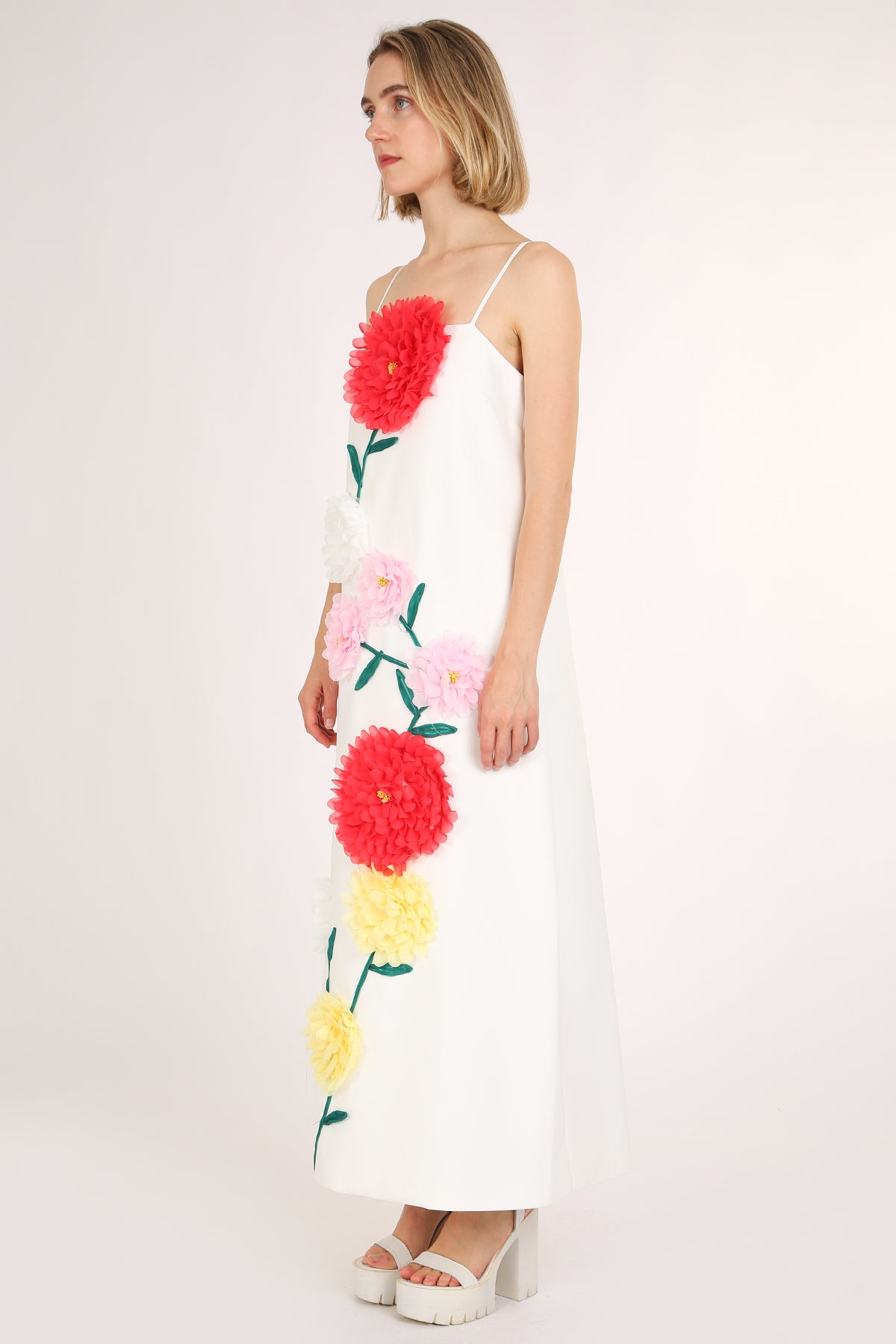 Bethany 3D Tulle Floral Applique A-Line Maxi Slip Dress - Shop Beulah Style