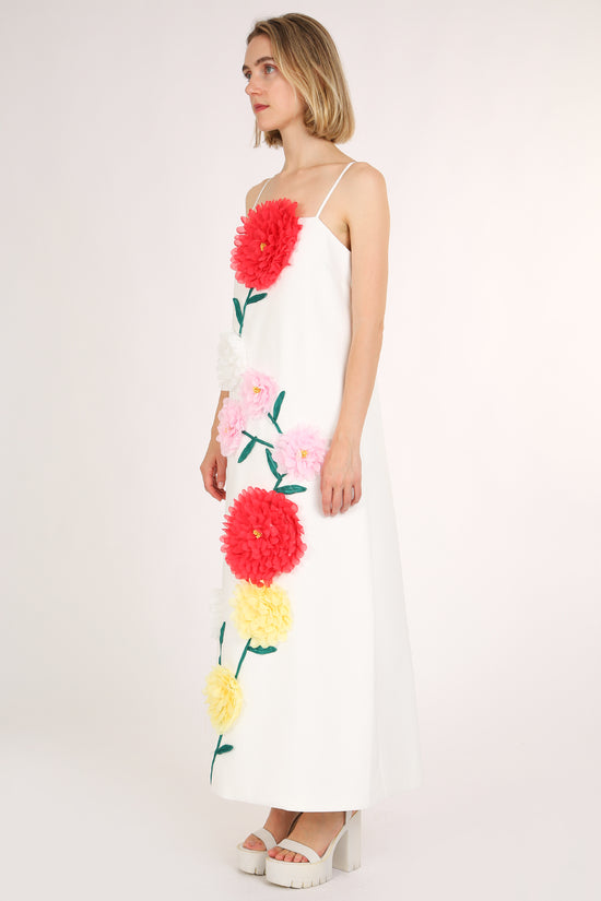 Bethany 3D Tulle Floral Applique A-Line Maxi Slip Dress - Shop Beulah Style