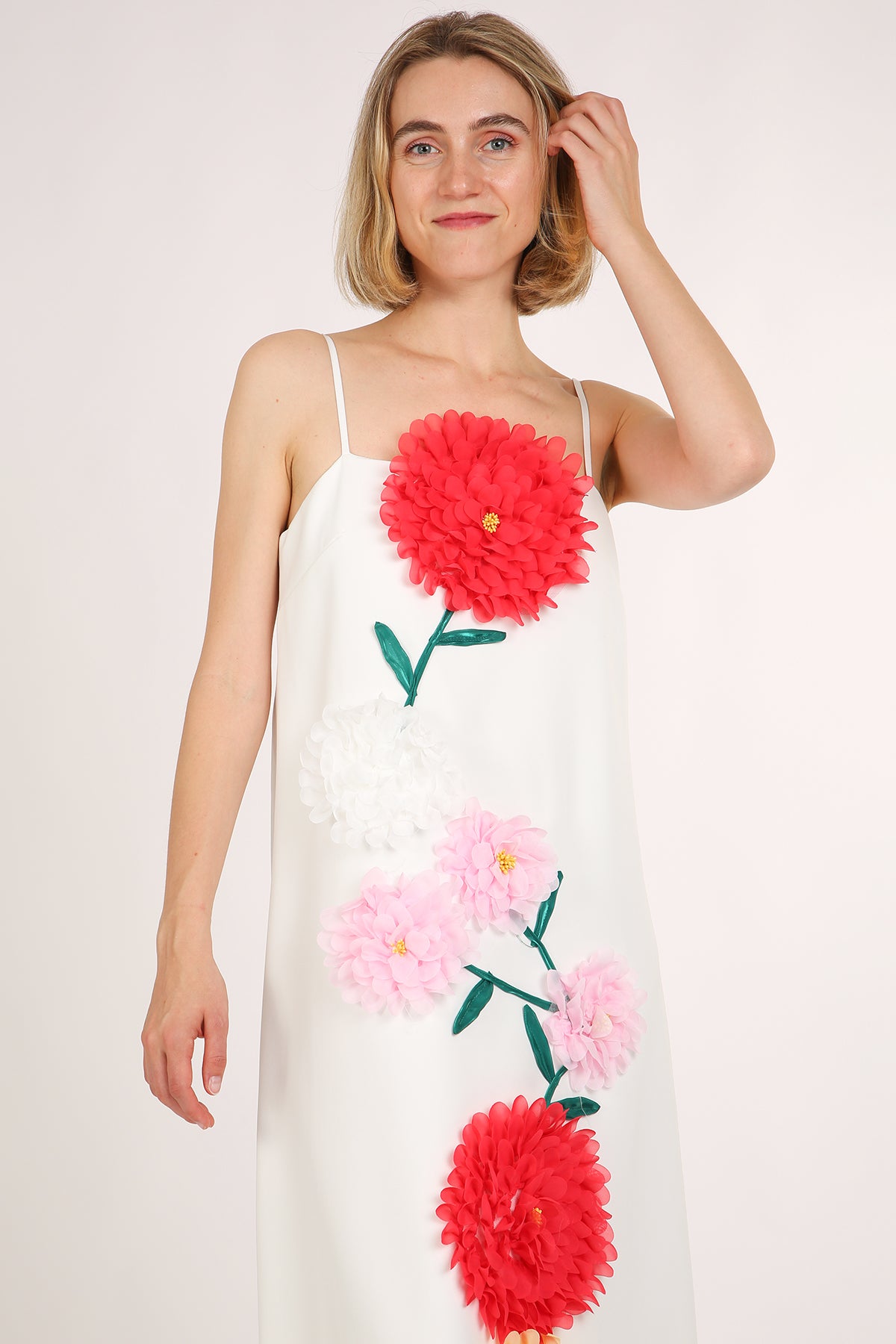 Bethany 3D Tulle Floral Applique A-Line Maxi Slip Dress - Shop Beulah Style