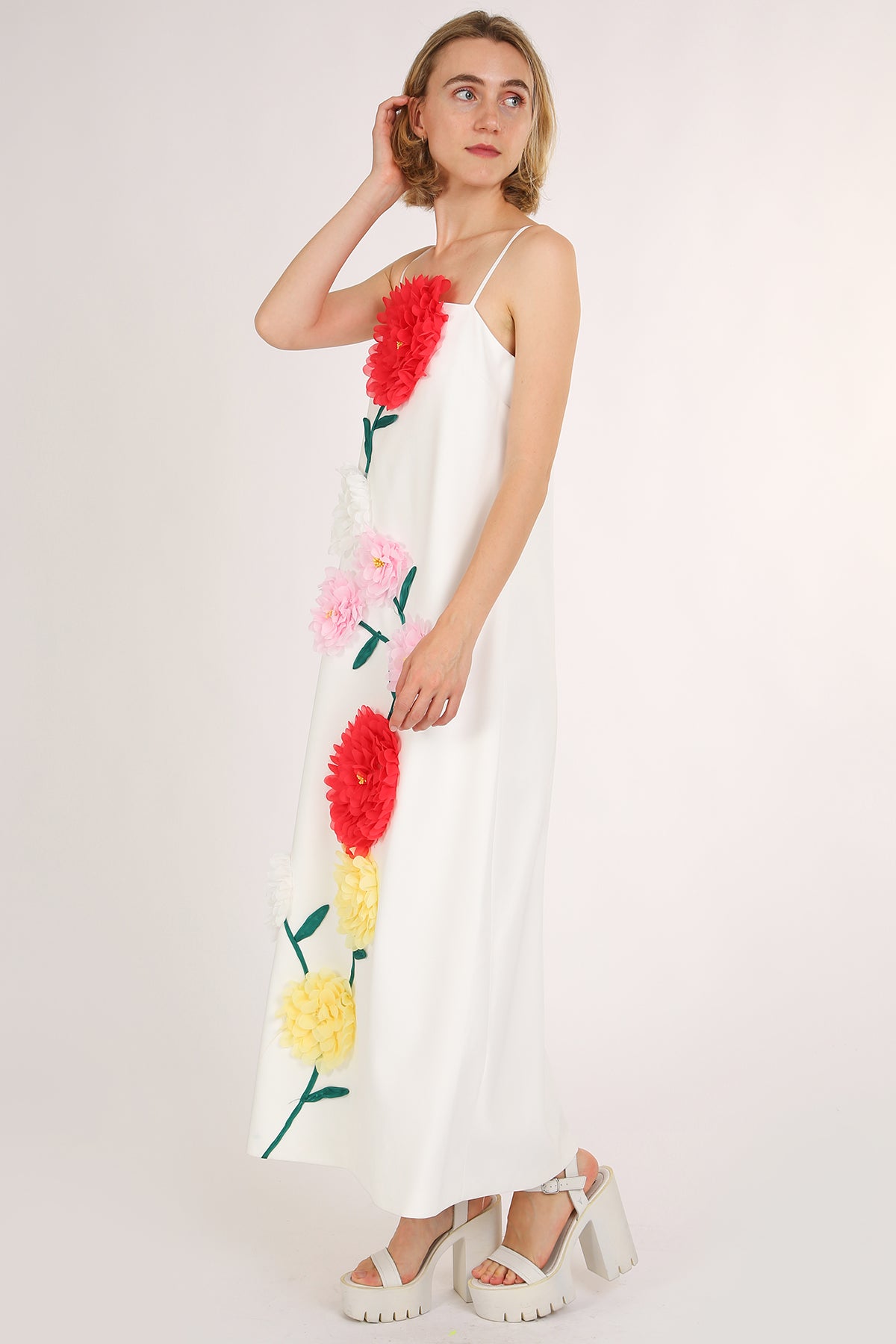 Bethany 3D Tulle Floral Applique A-Line Maxi Slip Dress - Shop Beulah Style