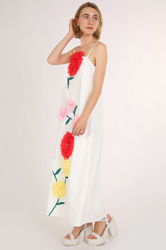 Bethany 3D Tulle Floral Applique A-Line Maxi Slip Dress - Shop Beulah Style