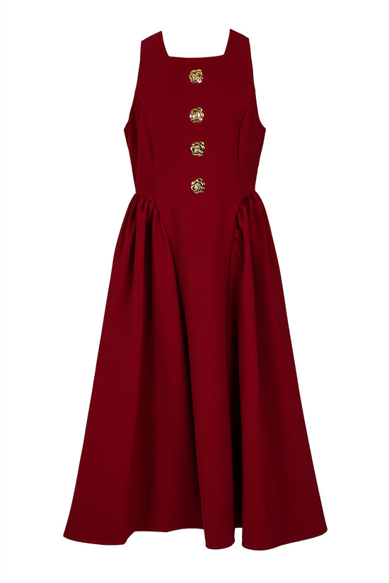 Robin Petal Gathered Sleeveless Maxi Evening Dress