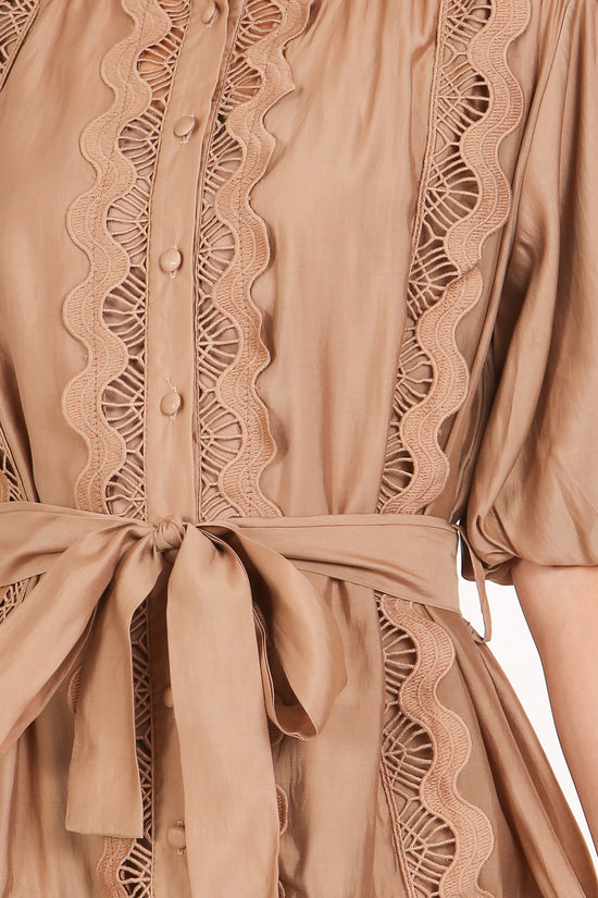 Rebecca Scallop Lace Trim Detail Ruffled A-Line Mini Dress - Shop Beulah Style