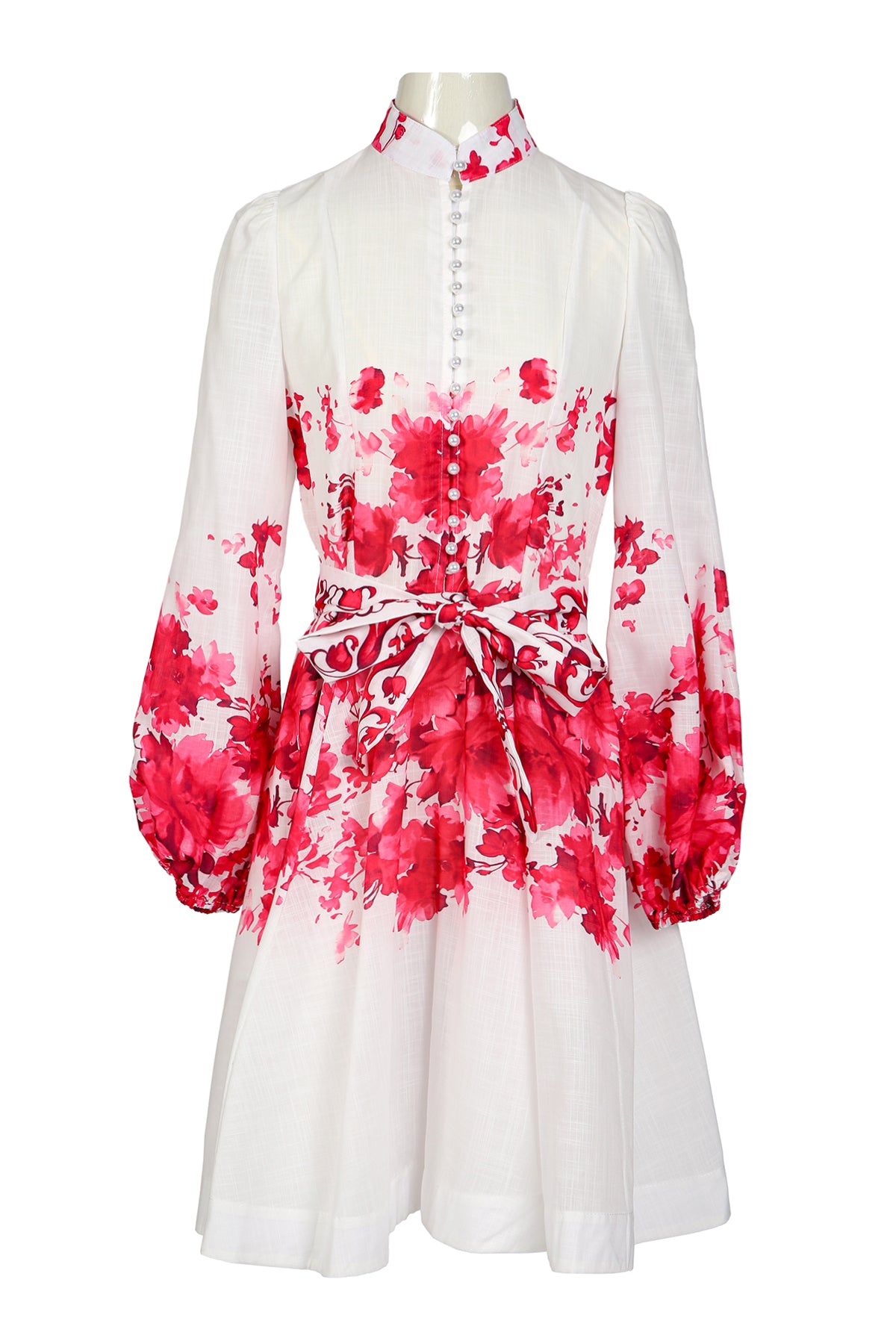 Ruby Contrast Floral Printed Linen-Style Midi Dress - Shop Beulah Style