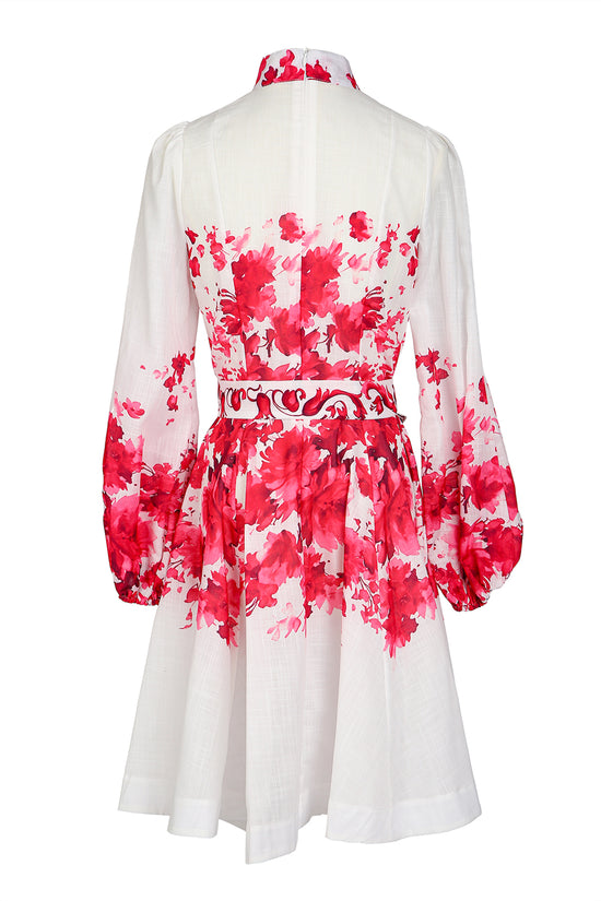 Ruby Contrast Floral Printed Linen-Style Midi Dress - Shop Beulah Style