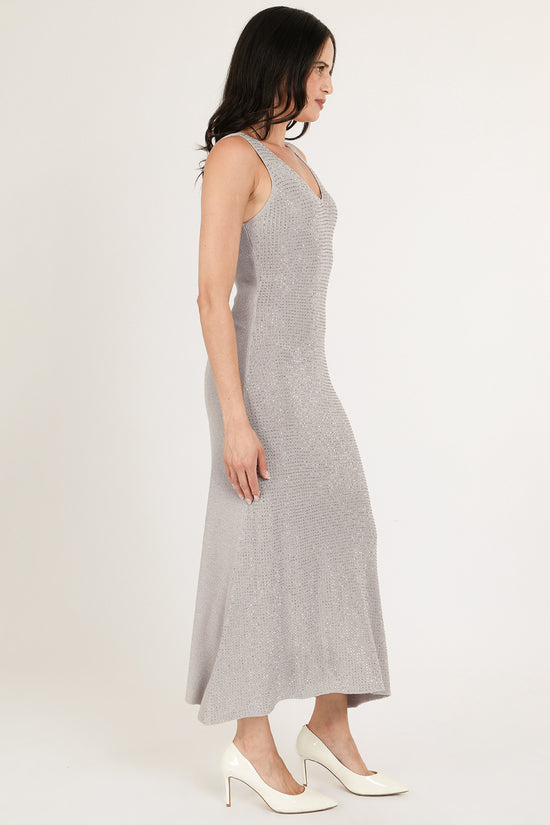 Hannah Micro Studded Sleeveless Sheath Knit Maxi Dress