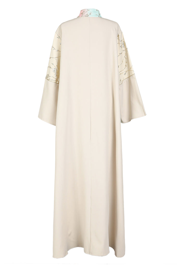 Indigo Colorblock Gradation Embroidered Maxi Tunic Dress