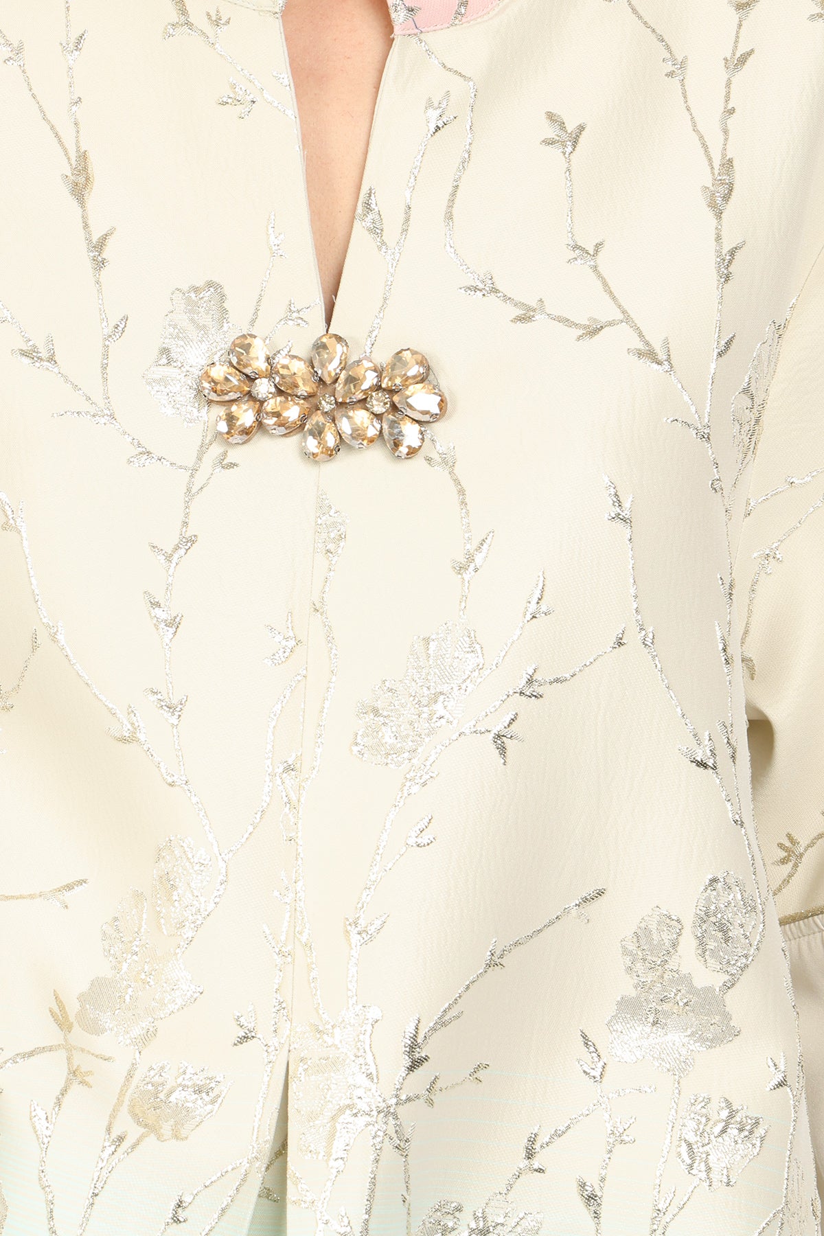 Indigo Colorblock Gradation Embroidered Maxi Tunic Dress