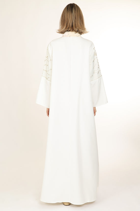 Indigo Colorblock Gradation Embroidered Maxi Tunic Dress