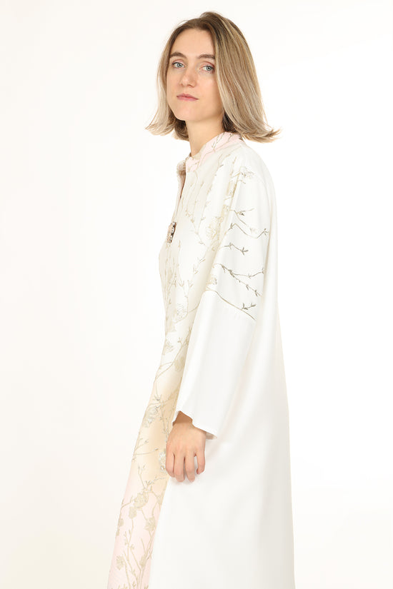 Indigo Colorblock Gradation Embroidered Maxi Tunic Dress