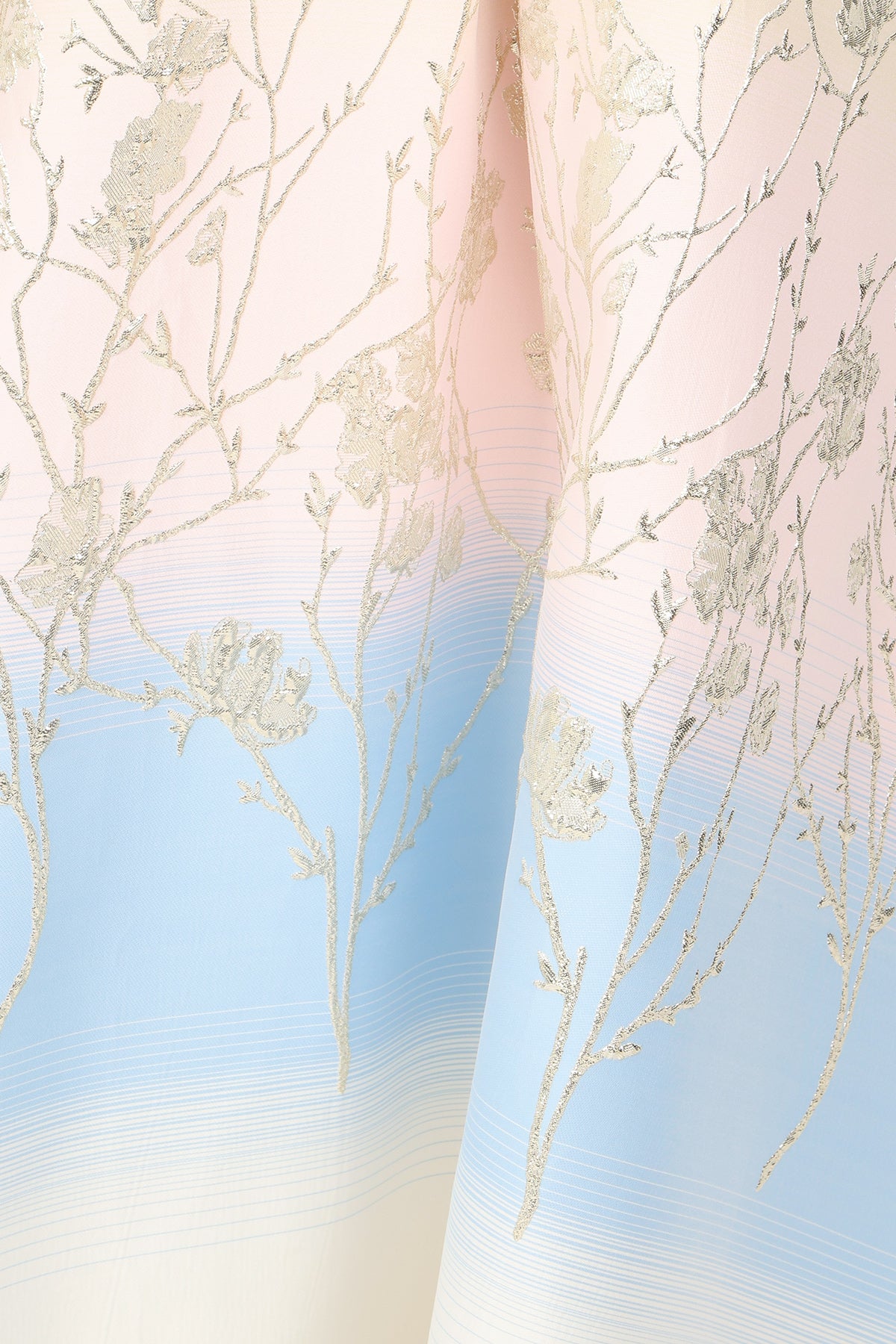 Indigo Colorblock Gradation Embroidered Maxi Tunic Dress