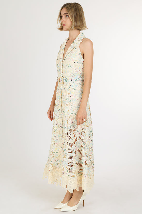 Antony Multicolor Floral Lace Mesh V-Neck Maxi Dress - Shop Beulah Style
