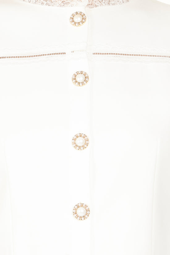 Sarah Lace Trim & Hollow Out Detail Embellished Crop Jacket
