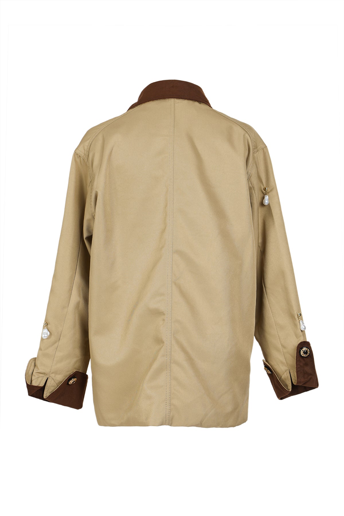 Charlotte Hanging Embellishment Faux Leather Trim Utility Jacket - Shop Beulah Style