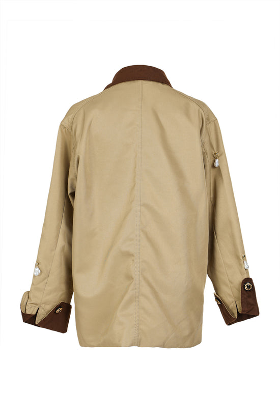 Charlotte Hanging Embellishment Faux Leather Trim Utility Jacket - Shop Beulah Style