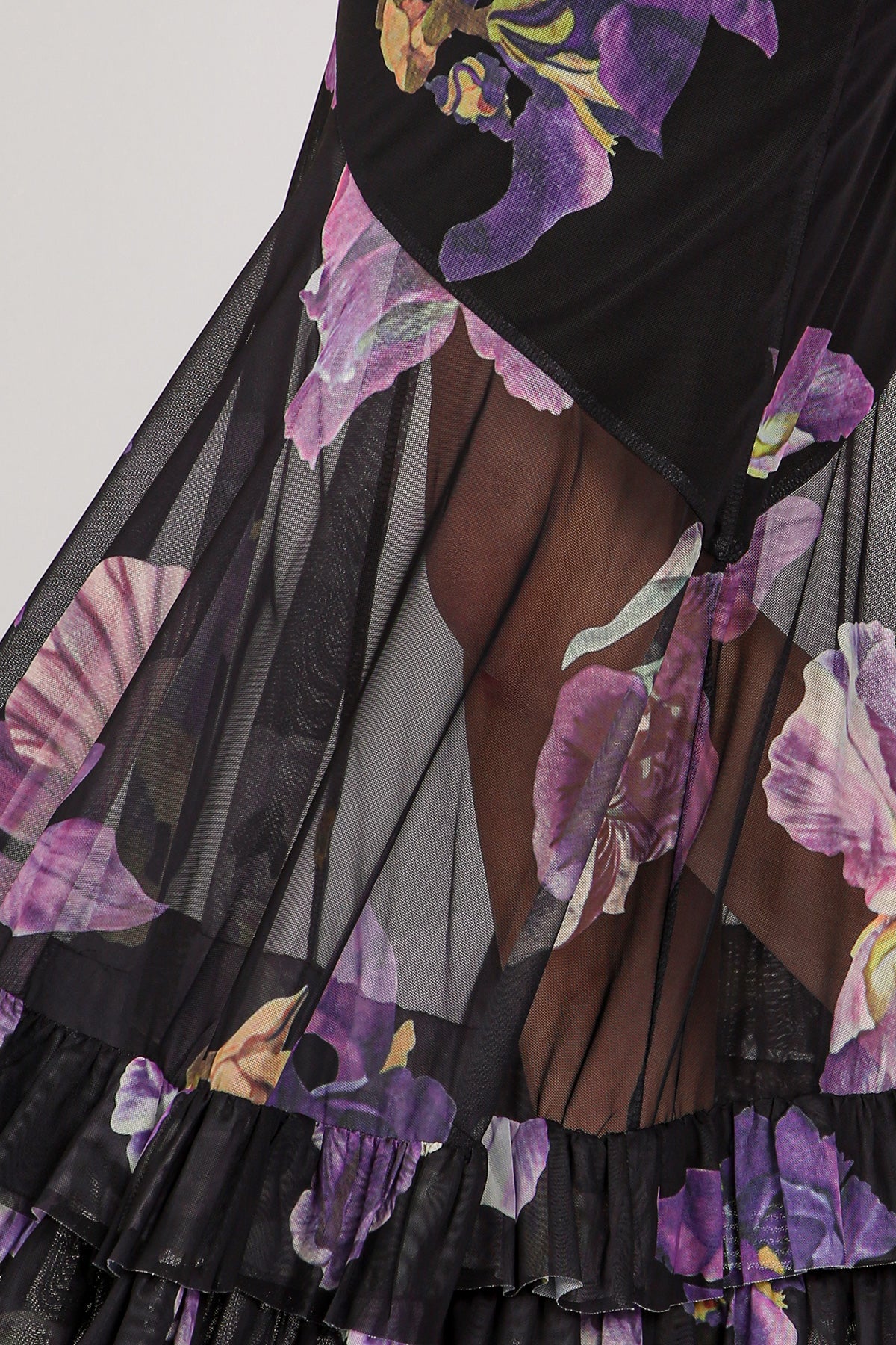 Mason Floral Print High-Waist Ruffled Sheer Maxi Skirt