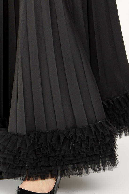 Katie High-Waist Pleated with Tulle Trim Maxi Skirt - Shop Beulah Style