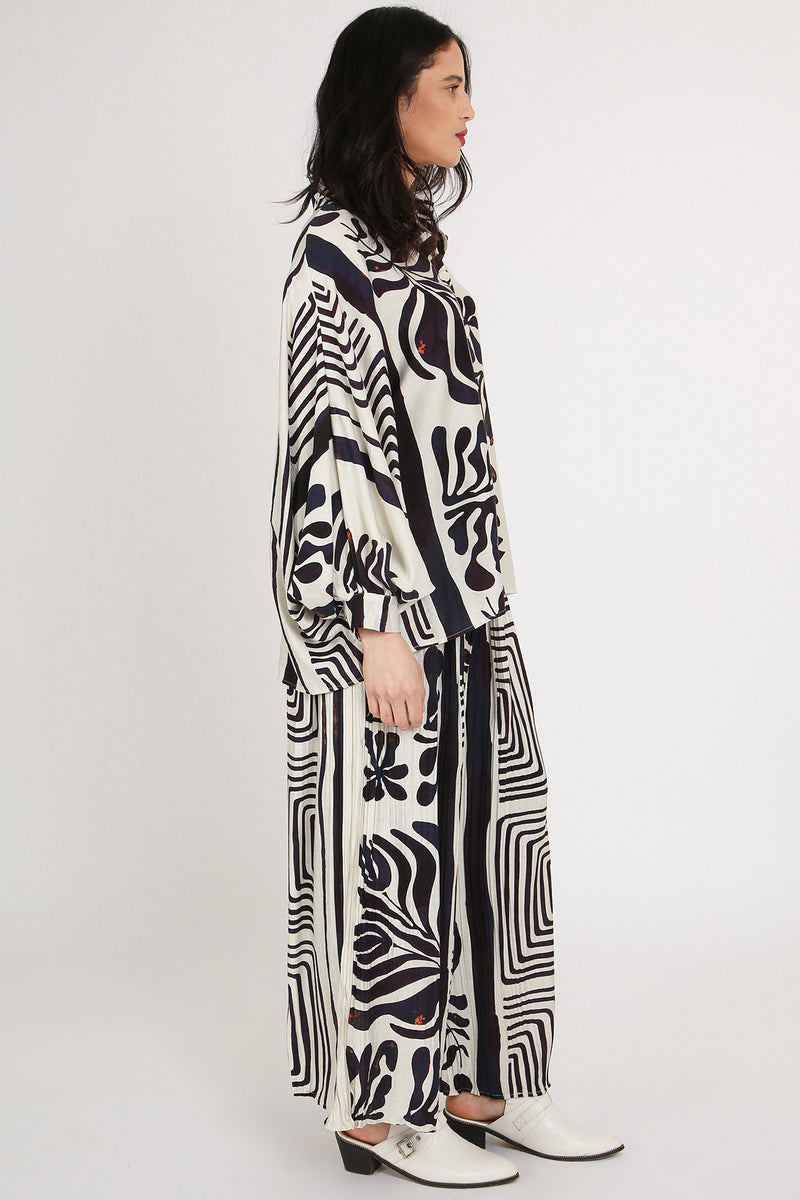 Quinn Abstract & Geo Printed Linen-Style Top & Pants Set
