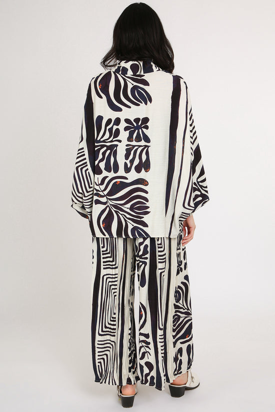 Quinn Abstract & Geo Printed Linen-Style Top & Pants Set