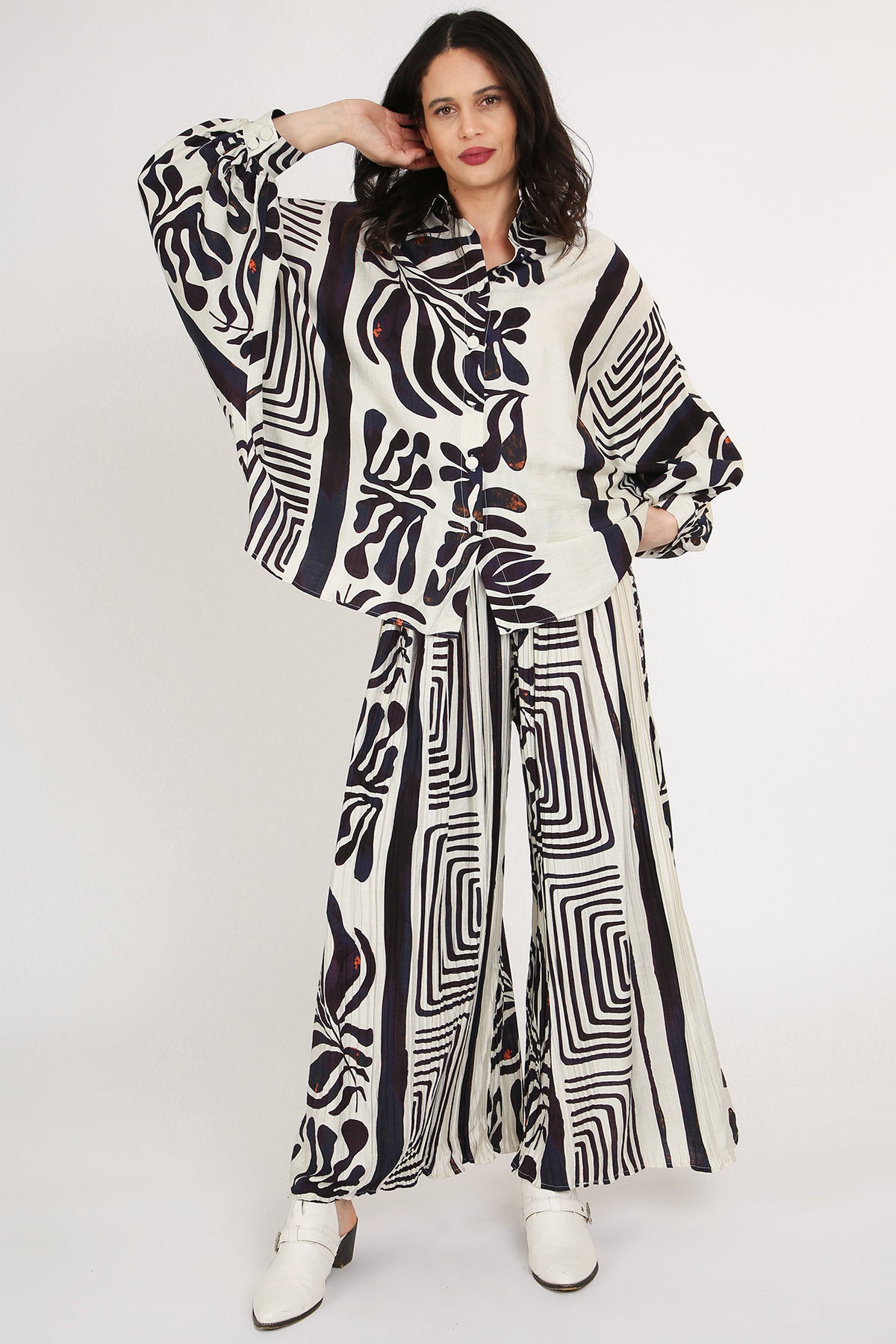 Charles Abstract & Geo Printed Linen-Style Top & Pants Set - Shop Beulah Style