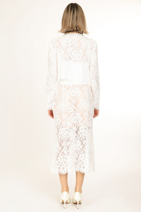 Quinton Embellished & Floral Embroidered Mesh Top & Skirt Set