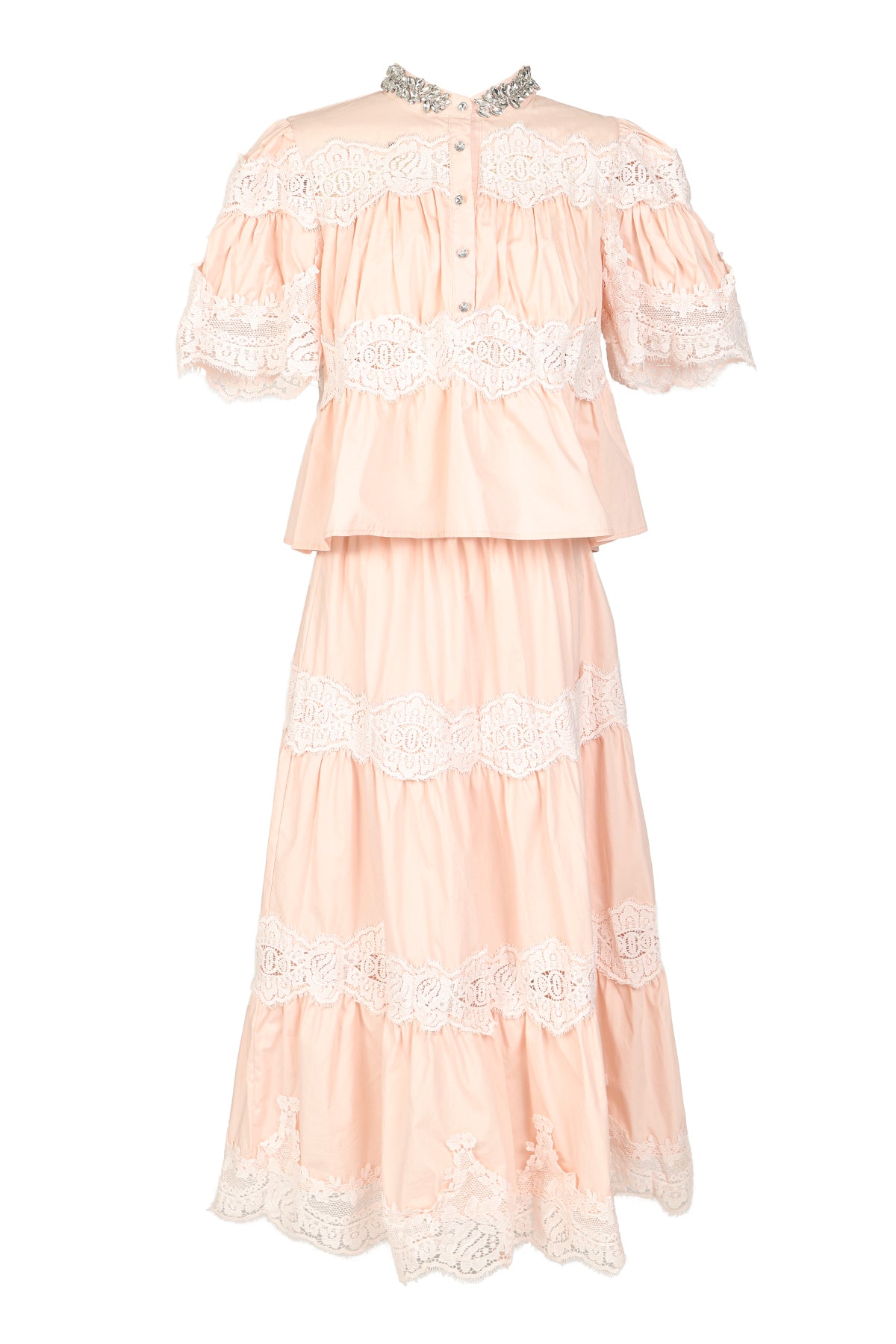 Darryl Embellished & Embroidered Ruched Top & Skirt Set