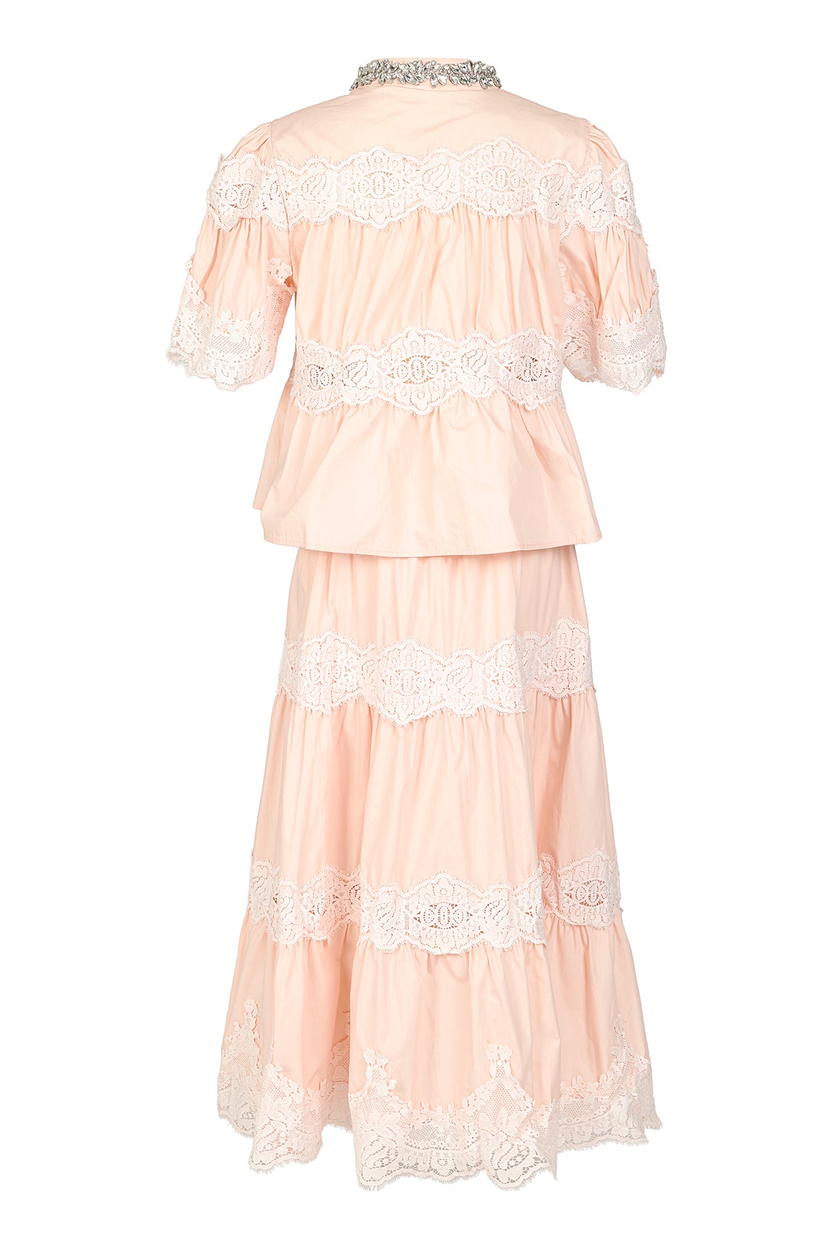 Darryl Embellished & Embroidered Ruched Top & Skirt Set