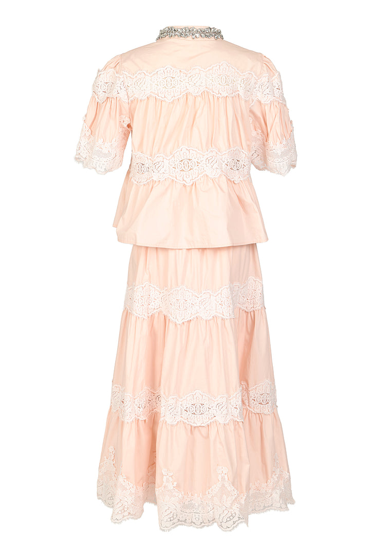 Darryl Embellished & Embroidered Ruched Top & Skirt Set