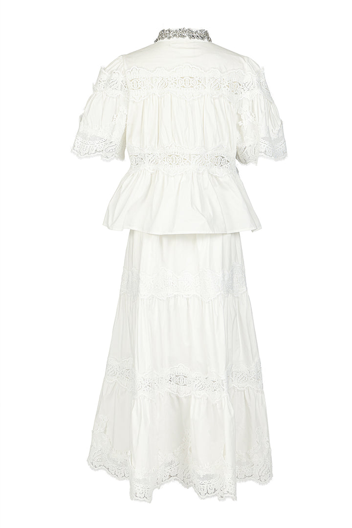 Darryl Embellished & Embroidered Ruched Top & Skirt Set