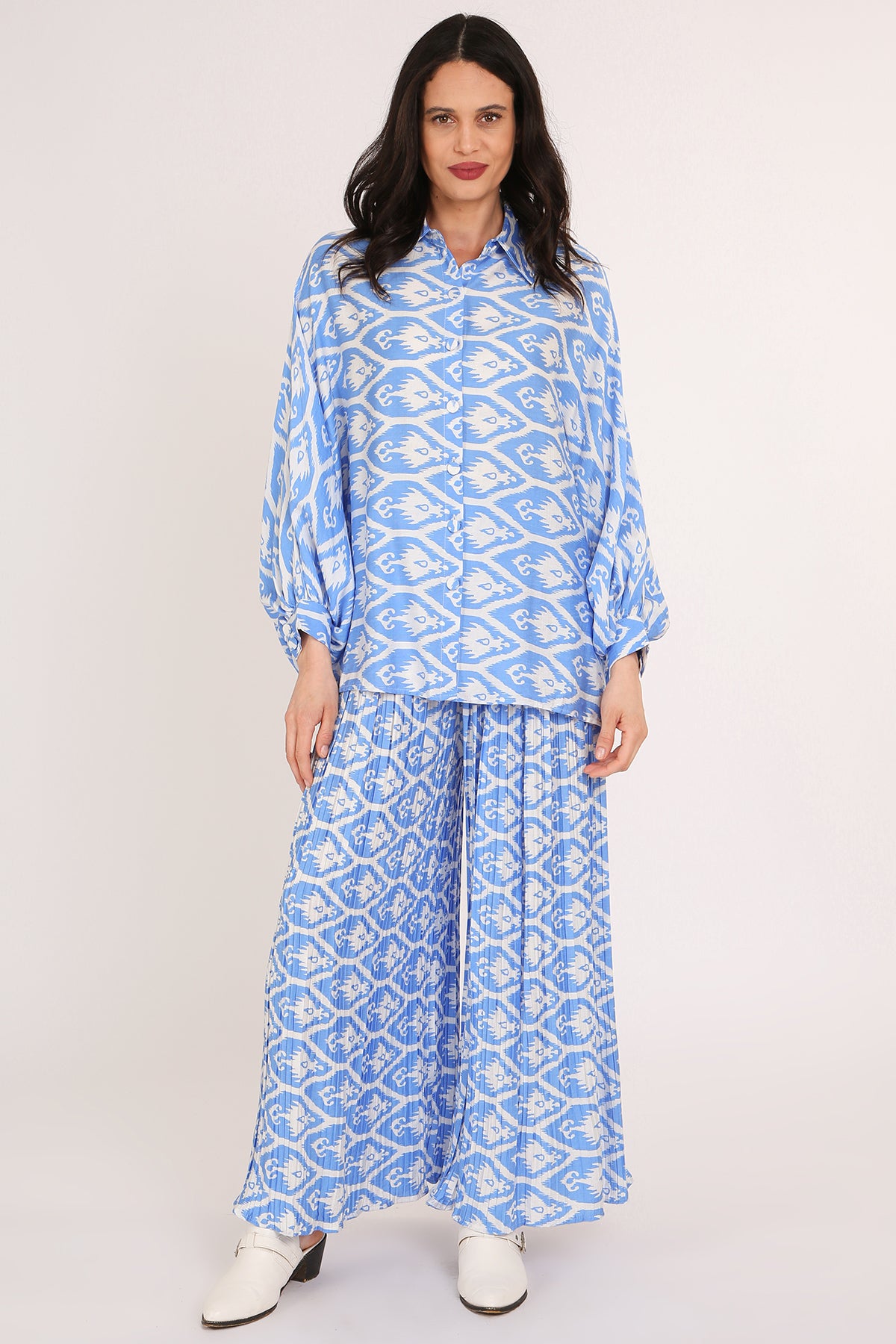 Erika Bohemian Print Shirt & Pleated Pants Set - Shop Beulah Style