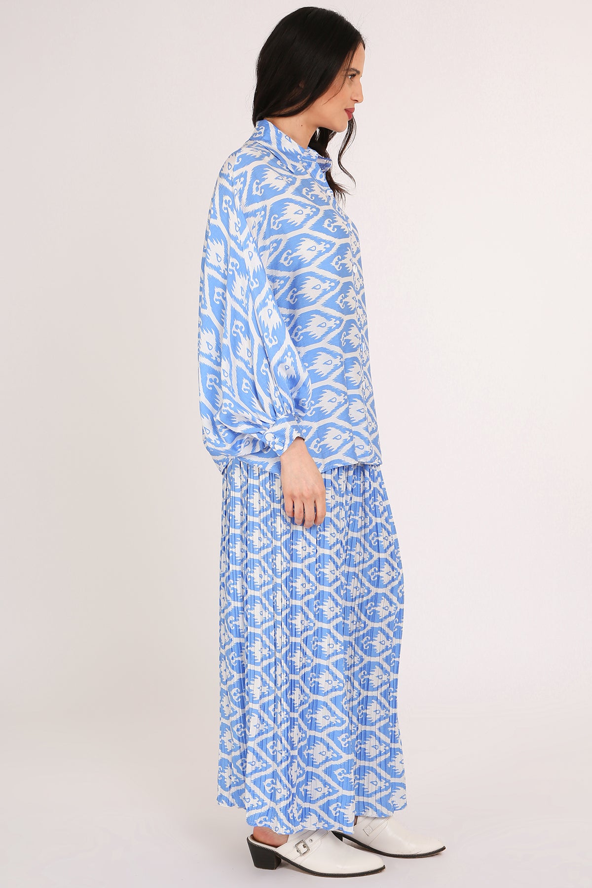 Erika Bohemian Print Shirt & Pleated Pants Set - Shop Beulah Style