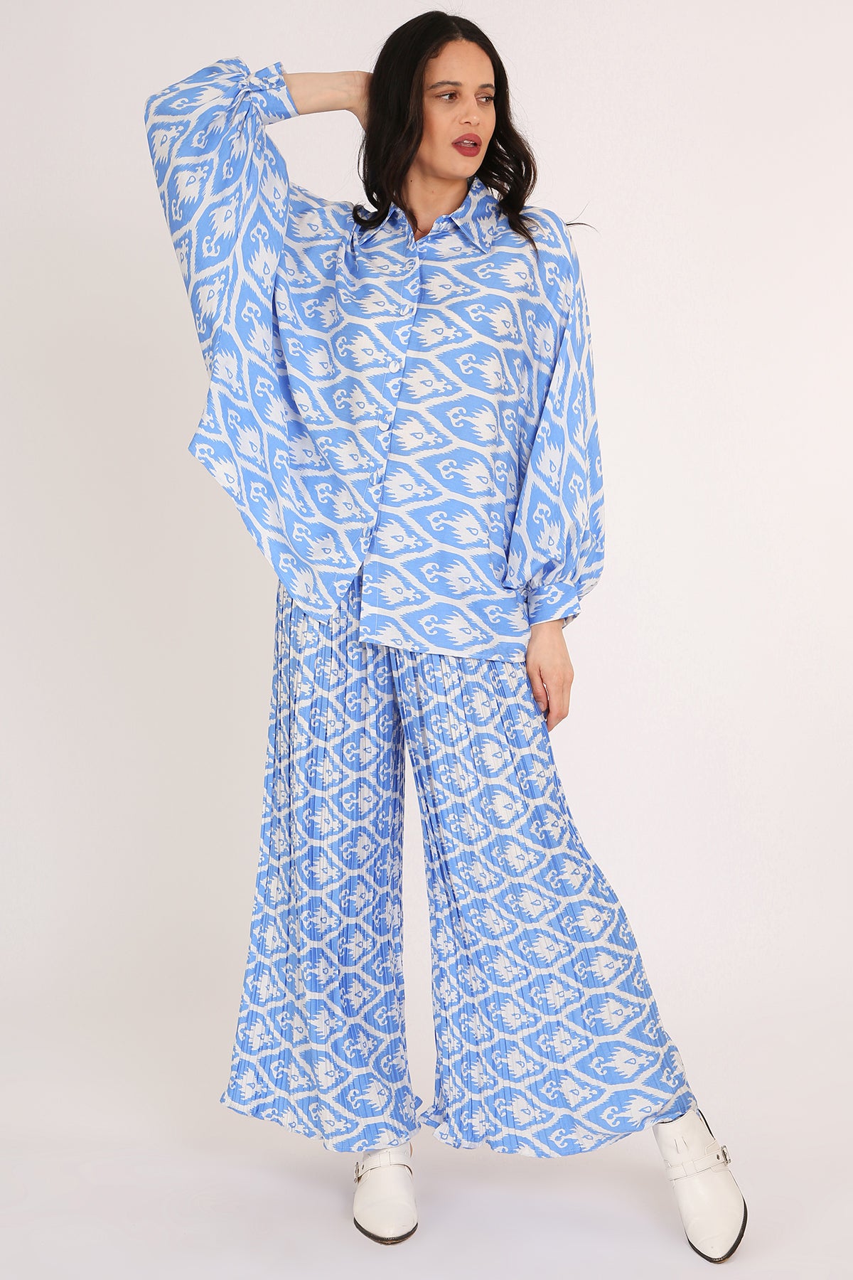 Erika Bohemian Print Shirt & Pleated Pants Set - Shop Beulah Style