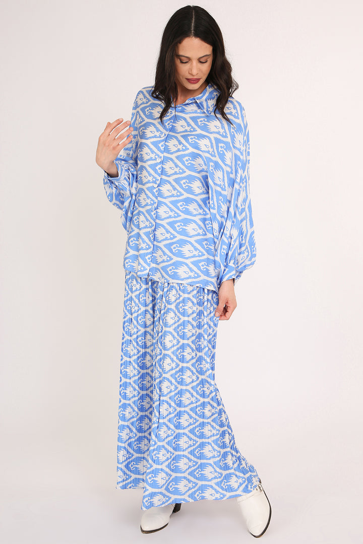Erika Bohemian Print Shirt & Pleated Pants Set - Shop Beulah Style