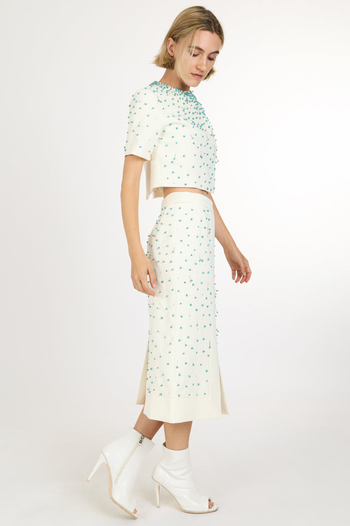 Jay Multi-Embellished Crop Top & Pencil Skirt Set - Shop Beulah Style