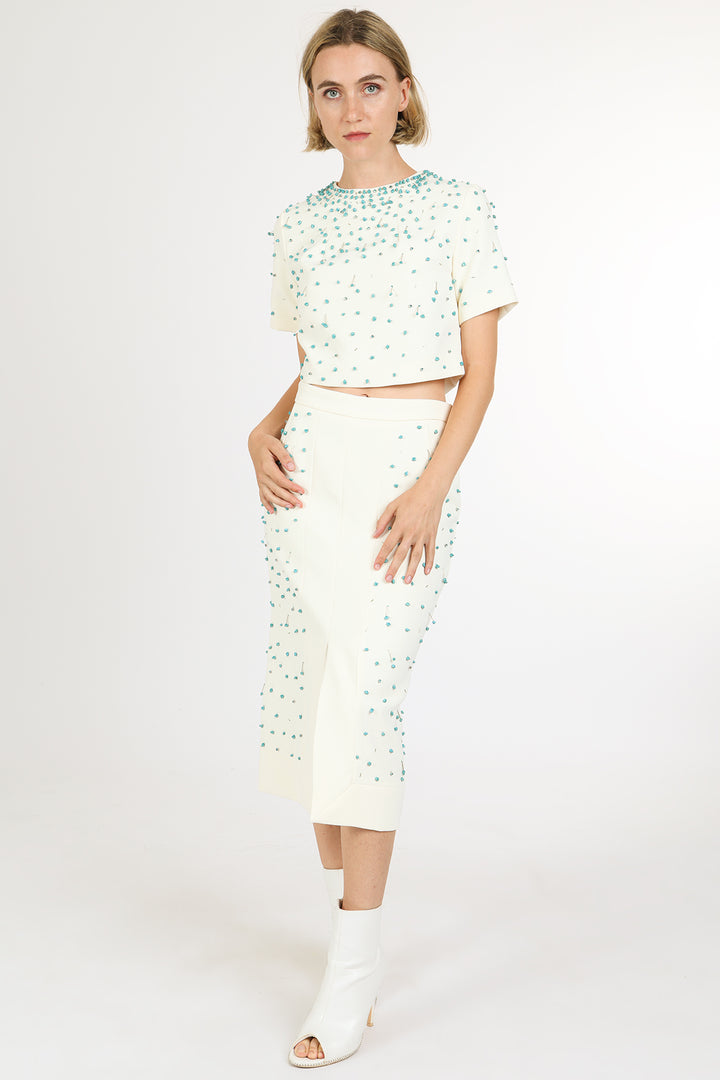 Jay Multi-Embellished Crop Top & Pencil Skirt Set - Shop Beulah Style