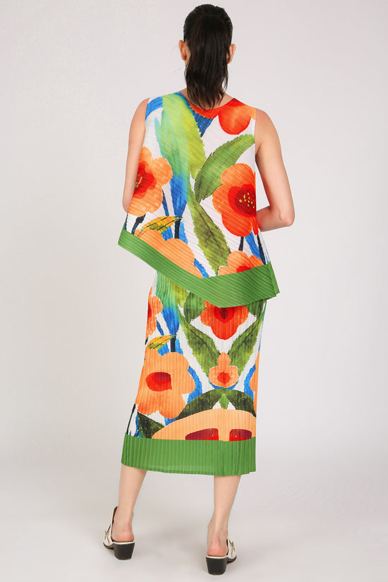 Lina Floral Print Pleated Sleeveless Top & Pencil Skirt Set - Shop Beulah Style