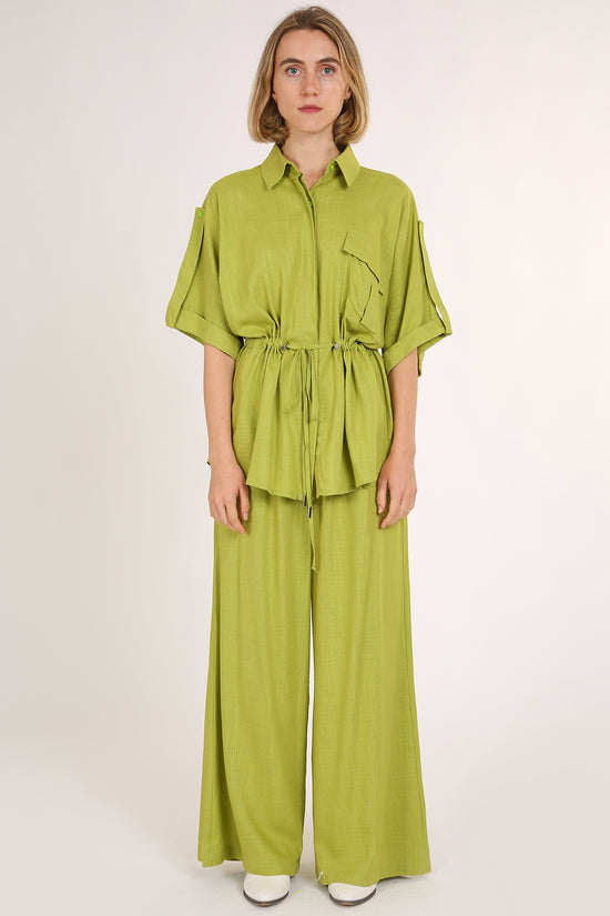 Ann Linen Style Drawstring Top & Pants Set - Shop Beulah Style