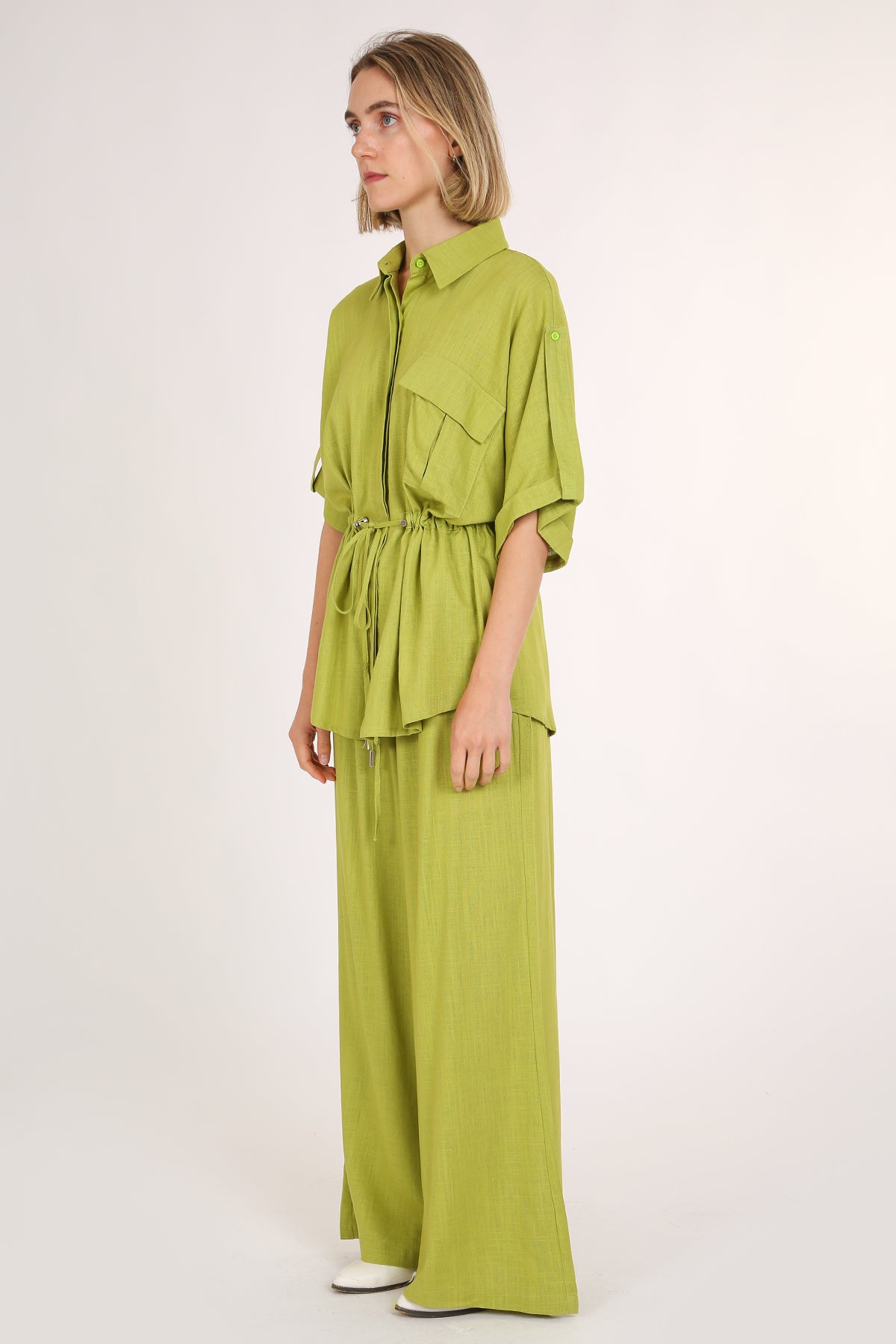 Ann Linen Style Drawstring Top & Pants Set - Shop Beulah Style