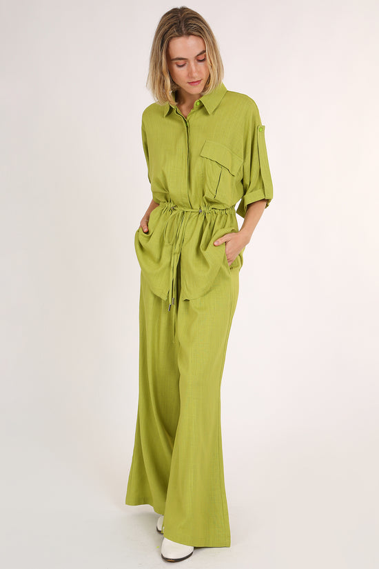 Ann Linen Style Drawstring Top & Pants Set - Shop Beulah Style