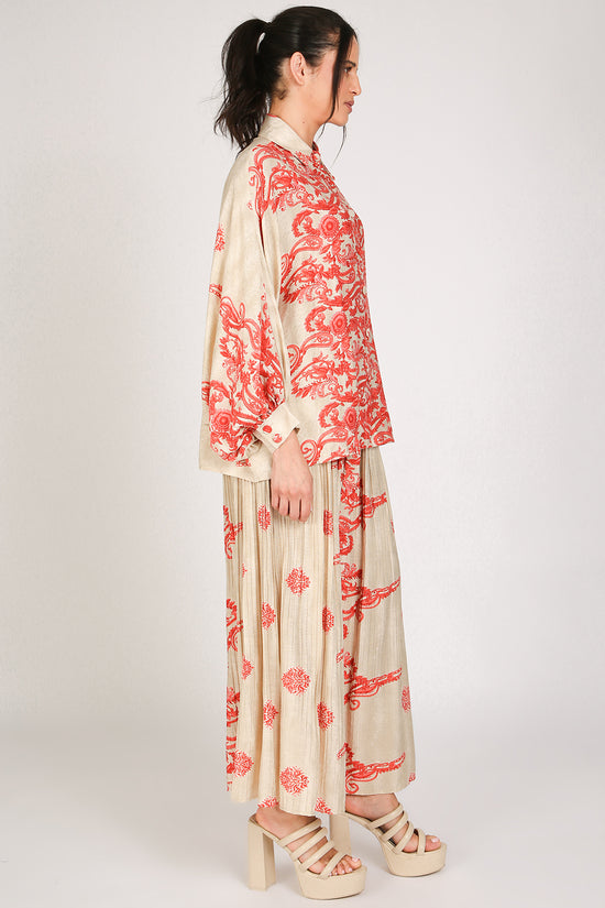 Oscar Boho Paisley Embroidered Shirt & Pleated Pants Set - Shop Beulah Style