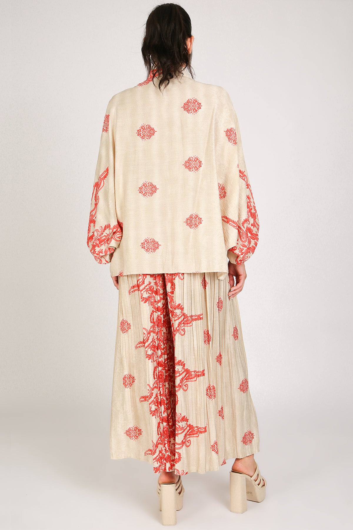 Oscar Boho Paisley Embroidered Shirt & Pleated Pants Set - Shop Beulah Style