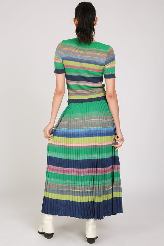 Shannon Multicolor Stripe Patterned Knit Top & Skirt Set - Shop Beulah Style