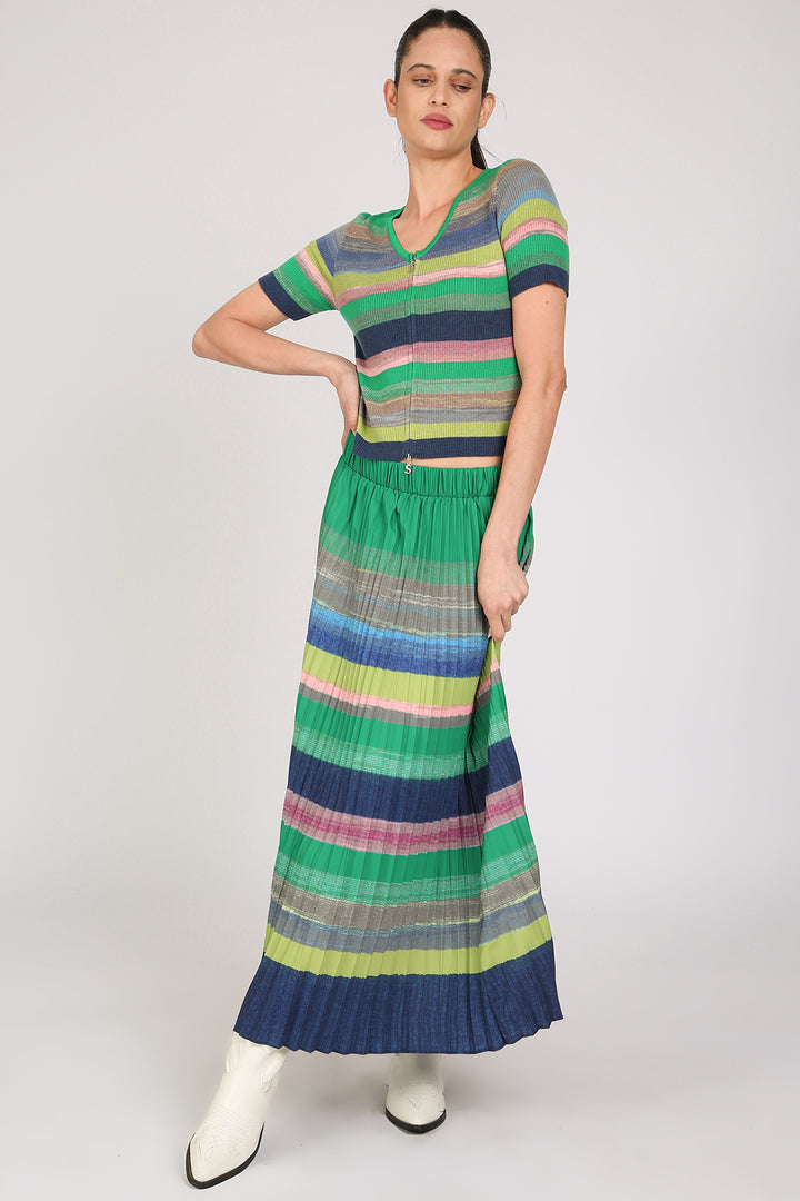 Shannon Multicolor Stripe Patterned Knit Top & Skirt Set - Shop Beulah Style