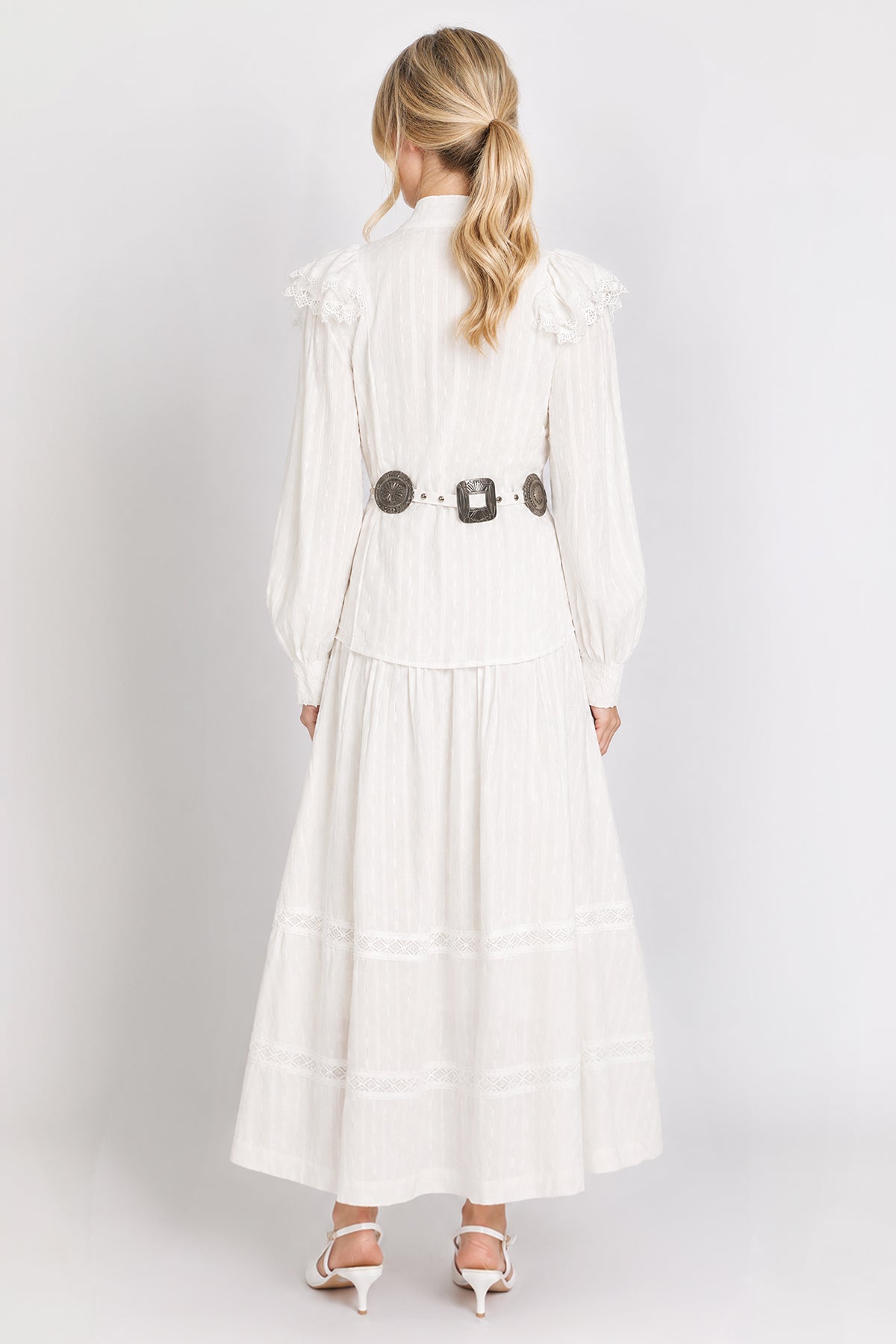 Lisa Tiered Ruffles Lace Trim Detail Top & Skirt Set - Shop Beulah Style