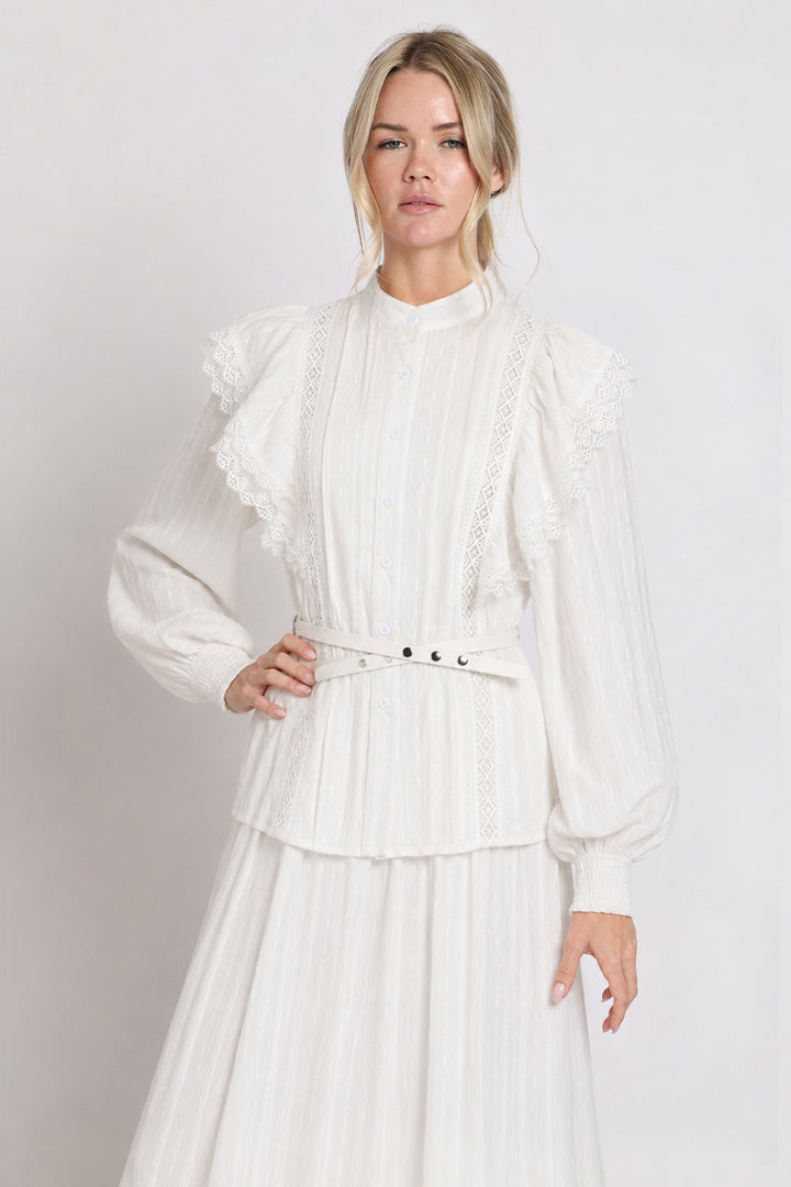 Lisa Tiered Ruffles Lace Trim Detail Top & Skirt Set - Shop Beulah Style